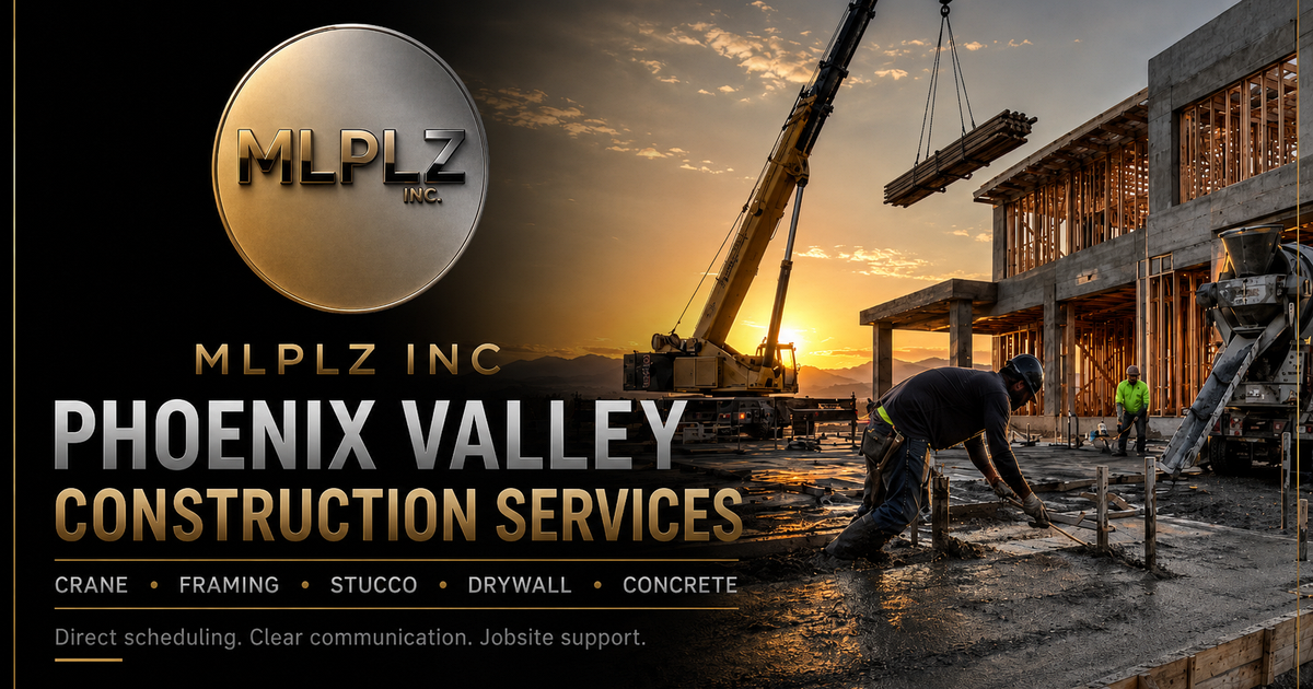 MLPLZ INC Phoenix Valley Construction Services homepage hero